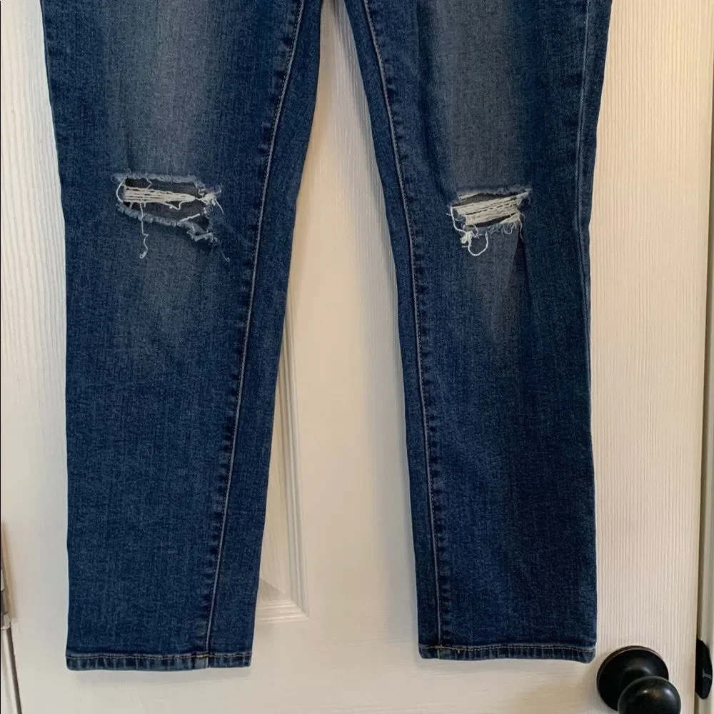 GAP Girlfriend Medium Wash Jeans Light Distressed Look Size 12 Regular